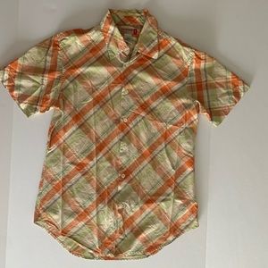 Vintage Guess Short Sleeve Button Down Plaid Cotton Shirt Size Small